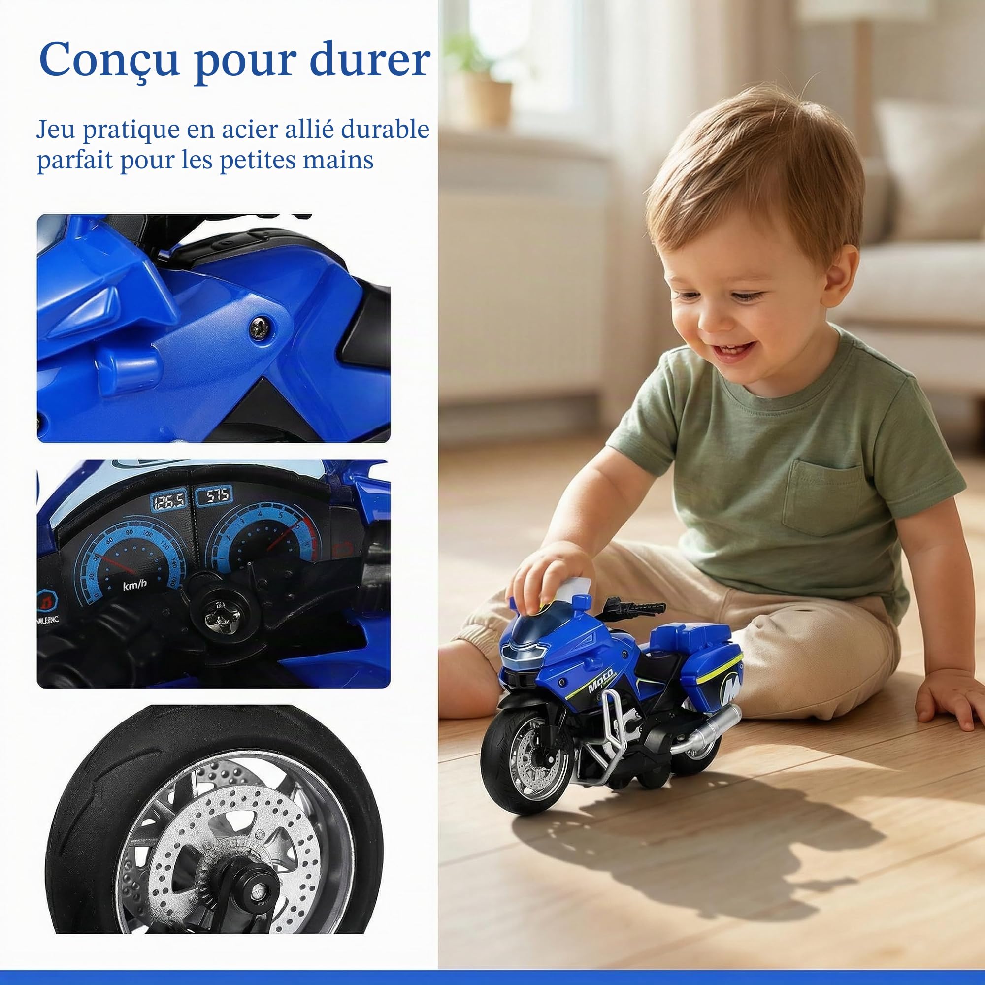 TOYANDONA Jouets de moto électrique pour enfants avec sons et lumières, jouet à friction pour enfants à partir de 3 ans, fournitures de fête d'anniversaire et de Noël