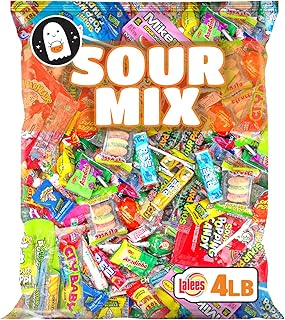 Sour Halloween Candy Variety Pack - 4 Pounds Bulk American Candy - Individually Wrapped Candies - Assorted Pinata Candy - Candy For Goodie Bags - Party Favors For Kids