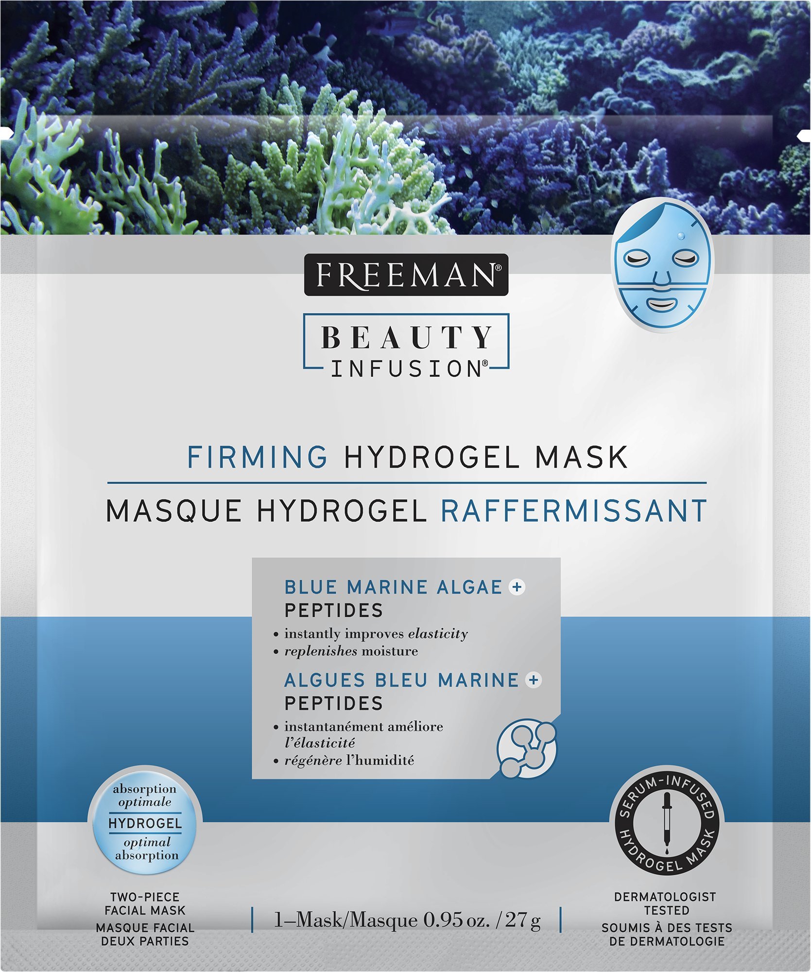 Beauty Infusion Firming Hydrogel Blue Marine Algae and Peptides Face Mask