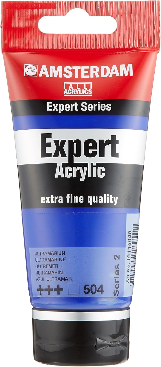 Amsterdam Expert Series Acrylic Paint, Ultramarine 504-75 ml Tube, High Lightfastness+++, Transparent, Heavy Body Texture