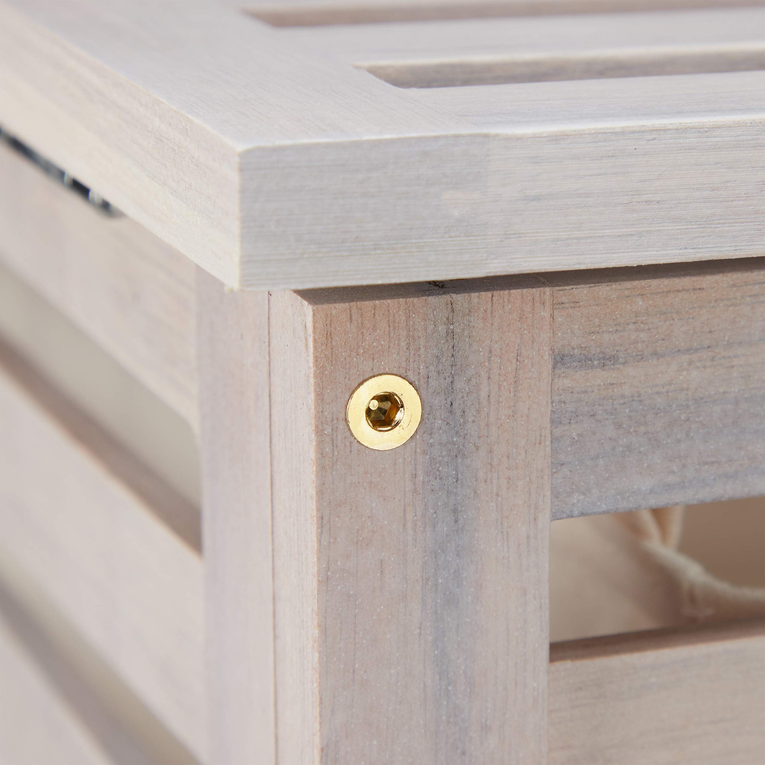 Relaxdays Cesto Ropa Sucia Hecho de Madera de Nogal con Tapa, Cubo Colada con Saco Lavable 52 l, 65,5x45x45 cm, Blanco