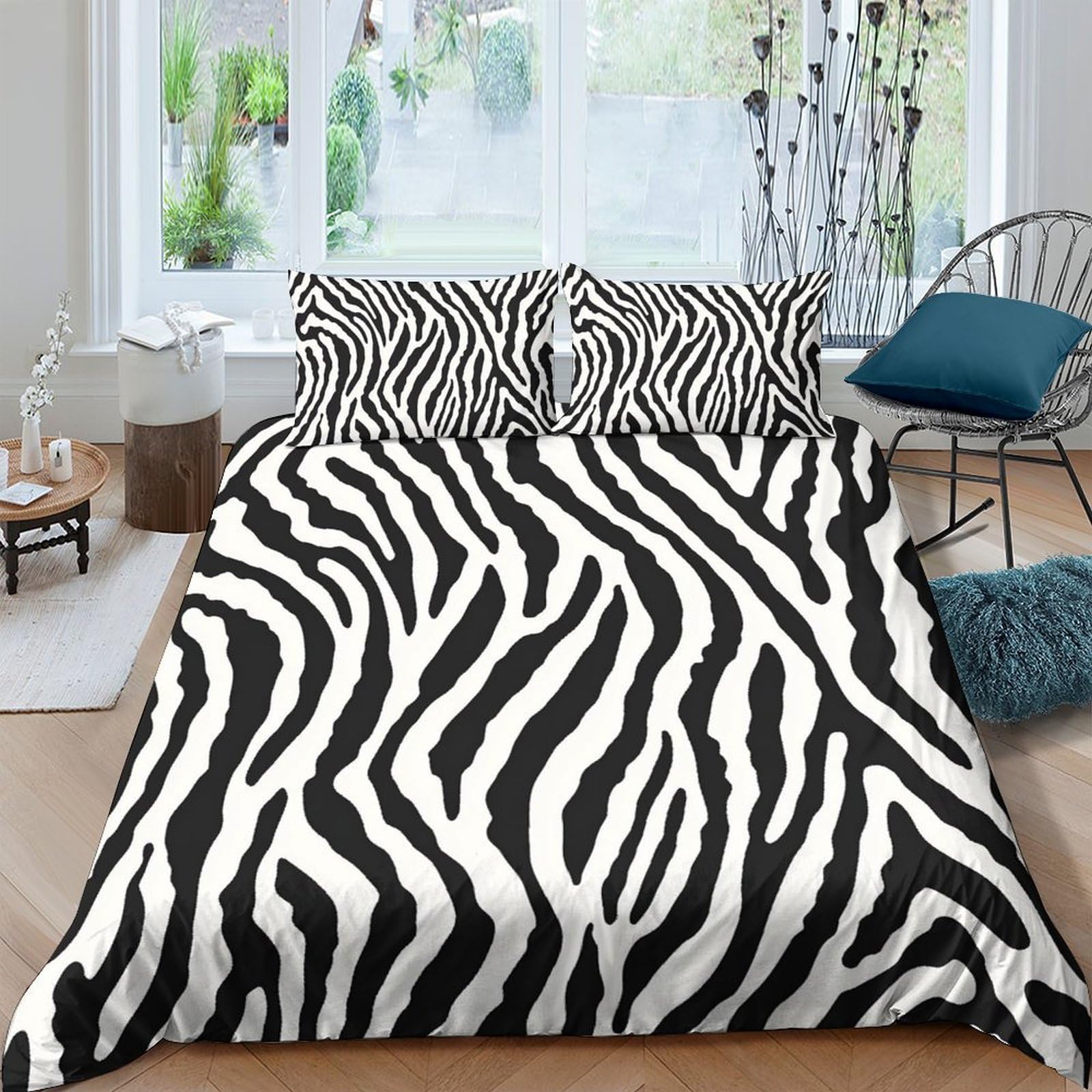 Ctjqhvkz Style-3 3D Printed Zebra Pattern Fitted Sheet Microfiber Soft Breathable Wild Stripe Bed Cover For Bedroom Dorm Decor Single（135X200cm）
