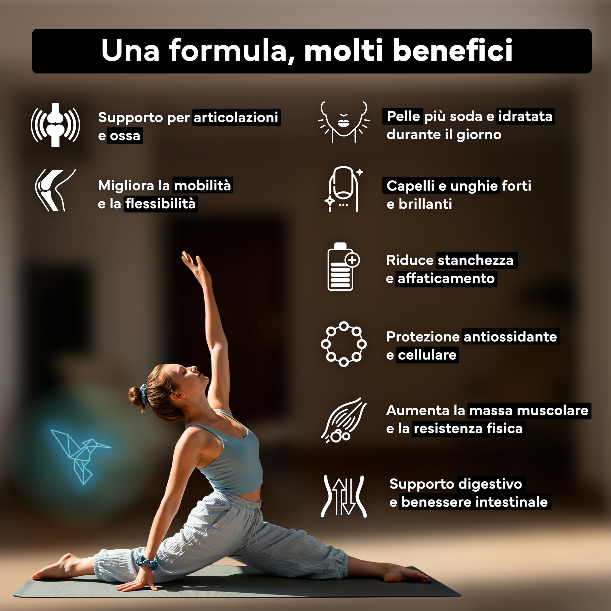Collagene marino con Acido Ialuronico Idrolizzato Puro - Integratore con Magnesio, Q10 e Vitamine A, C, D3, B12, Zinco - 120 Capsule – Pelle, Ossa e Articolazioni – Sevens
