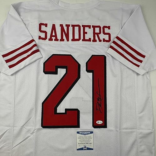 Miniatura 2 de AutographedSigned Deion Sanders San Francisco White Alternate Football Jersey Beckett BAS COA
