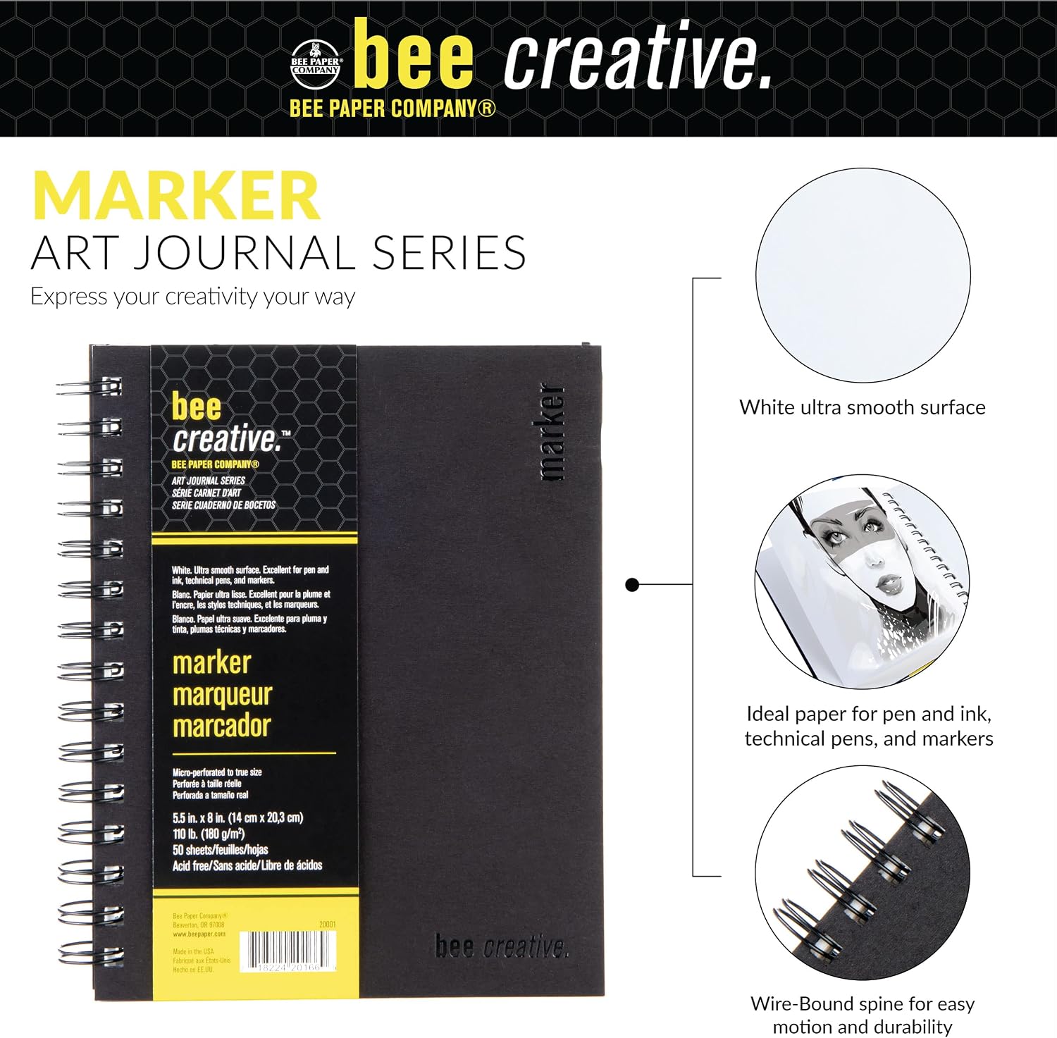 Bee Paper - 5.5" x 8" Creative Marker Drawing Journal
