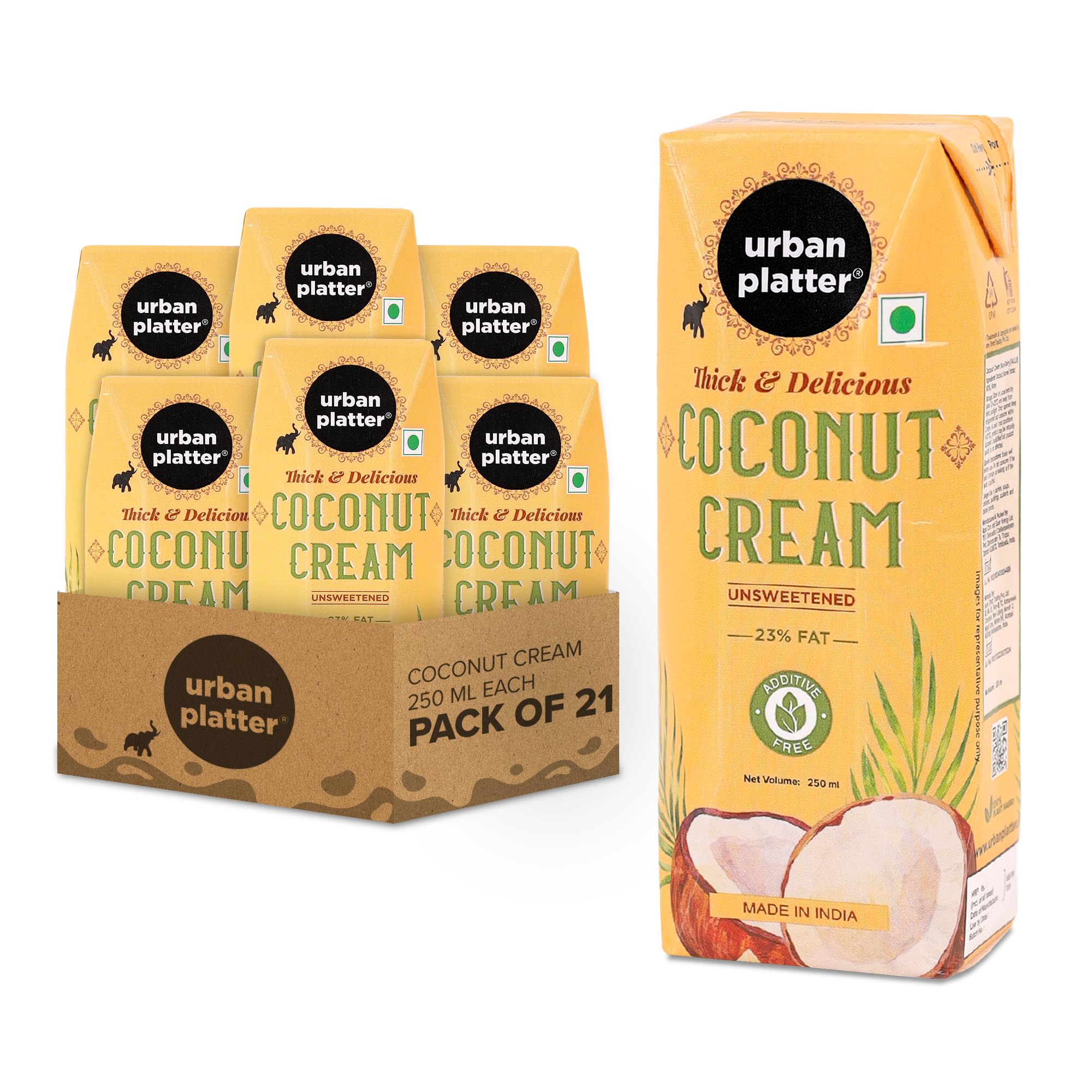 Urban Platter Unsweetened Coconut Cream, 250ml [Pack of 21, 23% Fat Content] (B08ZSYQ5SW) Amazon Price History, Amazon Price Tracker