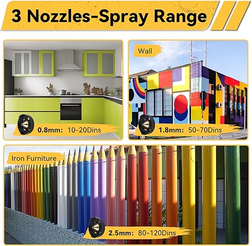 Miniatura 9 de Pistola pulverizadora de pintura eléctrica mejorada, pulverizador de pintura HVLP de alta potencia con 5 boquillas y 3 ajustes de pulverización,