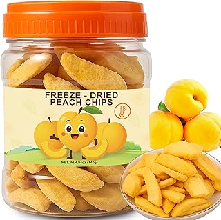 4.94 oz Freeze Dried Yellow Peach Chips, Crispy Freeze-Dried Peaches Fruit, Low-Calorie & High in Dietary Fiber, Kids’ Fruit Treat – Perfect for Desserts, Yogurt, Cereal, and Smoothies