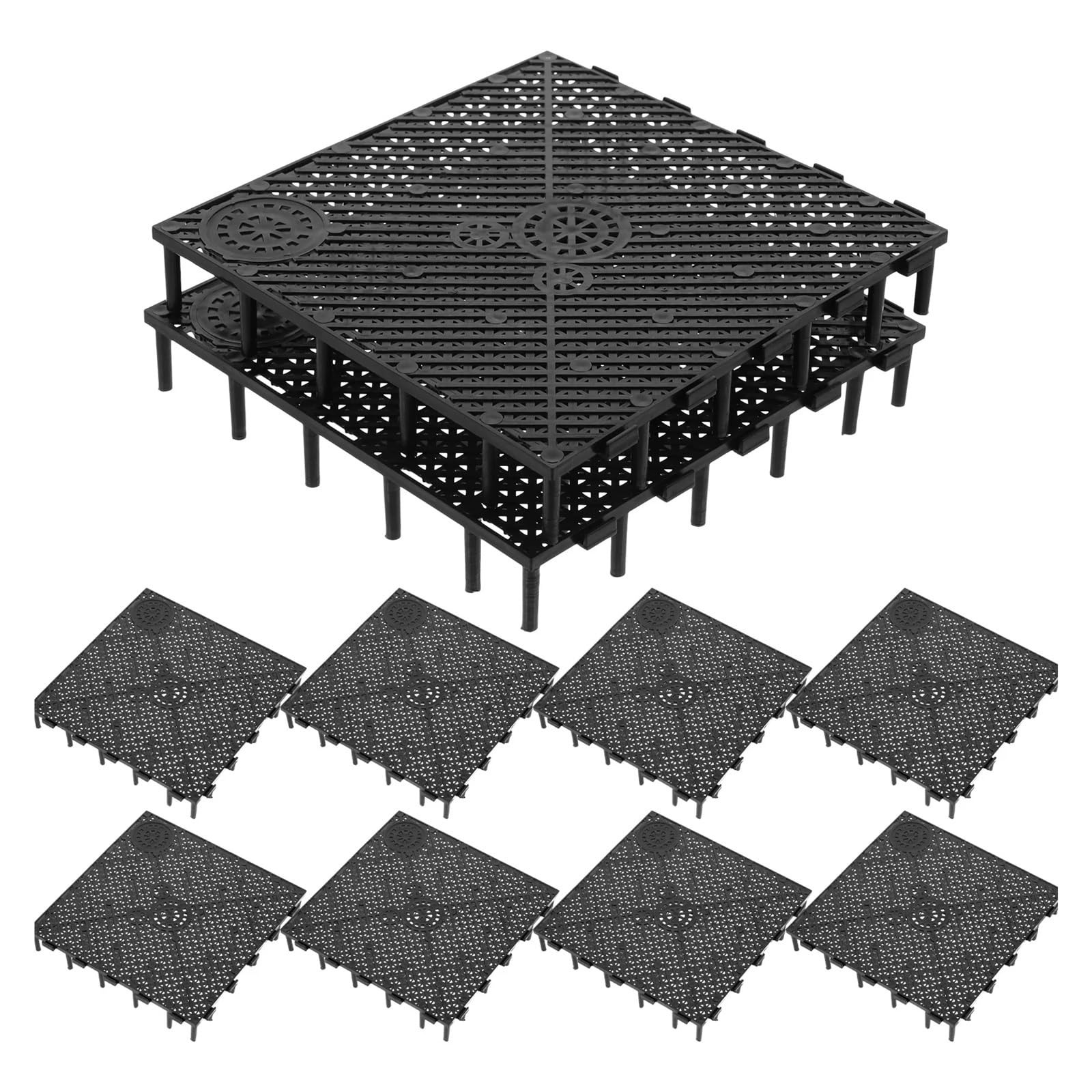 Aquarium Grille Plaque filtrante de Fond d'aquarium en PVC Noir, 10 pièces, Plateau Grille d'épissure, système d'isolation, Filtre