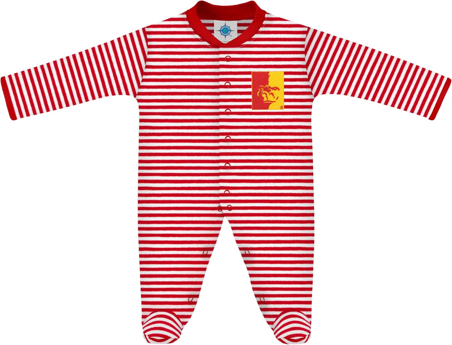 Creative Knitwear College Baby Striped Footed Romper - Team Logo, Multiple Colors, for Boys & Girls (0-9 Months)