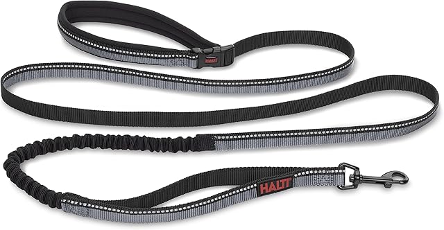 HALTI Active Lead Size Large, Black, Award-Winning Bungee Dog Lead, Shock-Absorbing Anti-Pull Dog Leash, All-in-One Neoprene Padded Belt & Lead, Perfect for Running & Training with Medium & Large Dogs