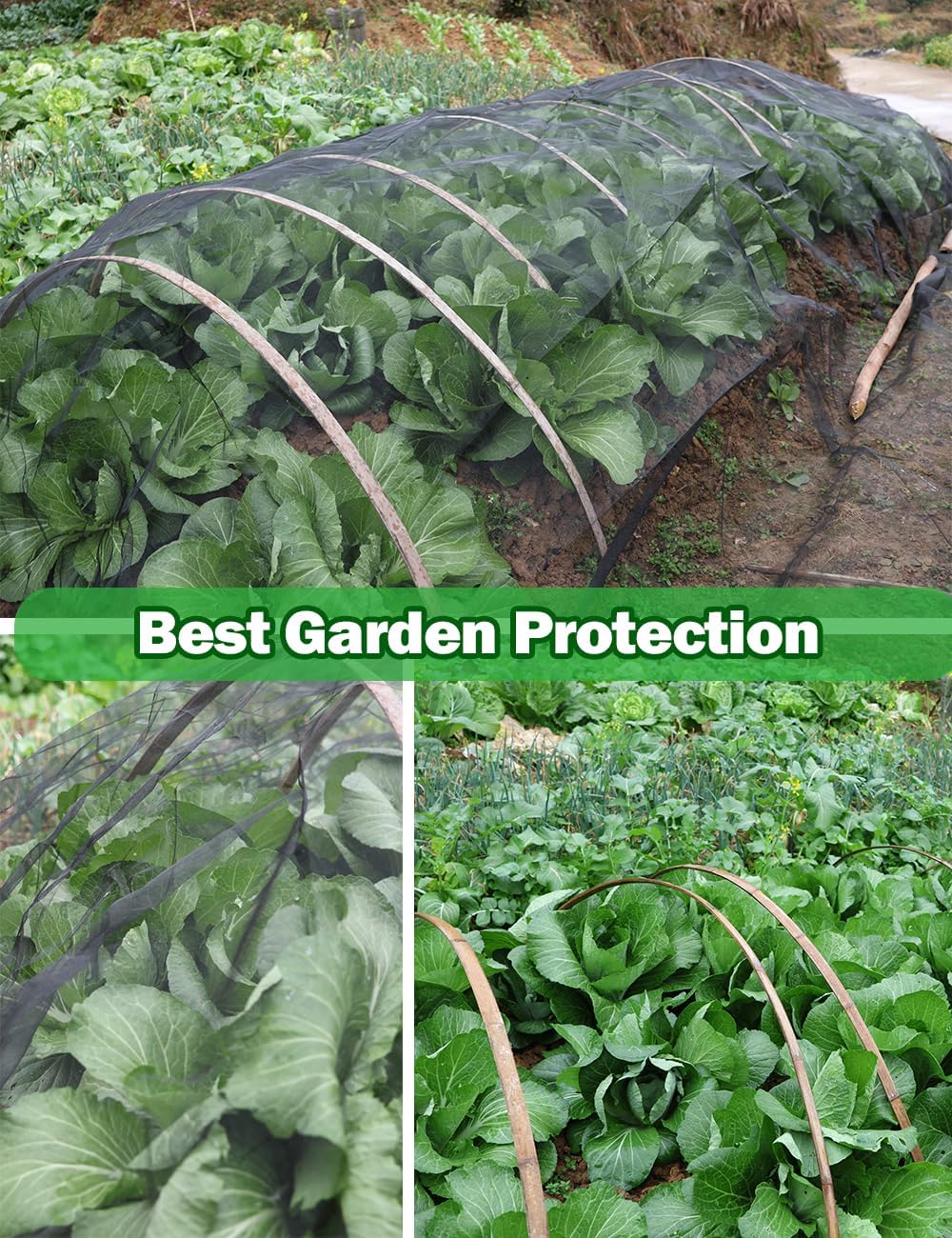Wohohoho Filet anti-insectes de jardin épais - 2 x 10 m - Ultra fin - Noir - Protection du jardin - Couverture surélevée anti-déformation pour légumes, plantes, fruits, fleurs - Taux d'ombrage de 30 %
