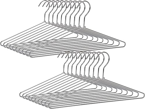 Perchas de metal sólido y resistente, colgador de ropa de acero inoxidable con cromo pulido, percha de ropa que ahorra espacio de 17 pulgadas,