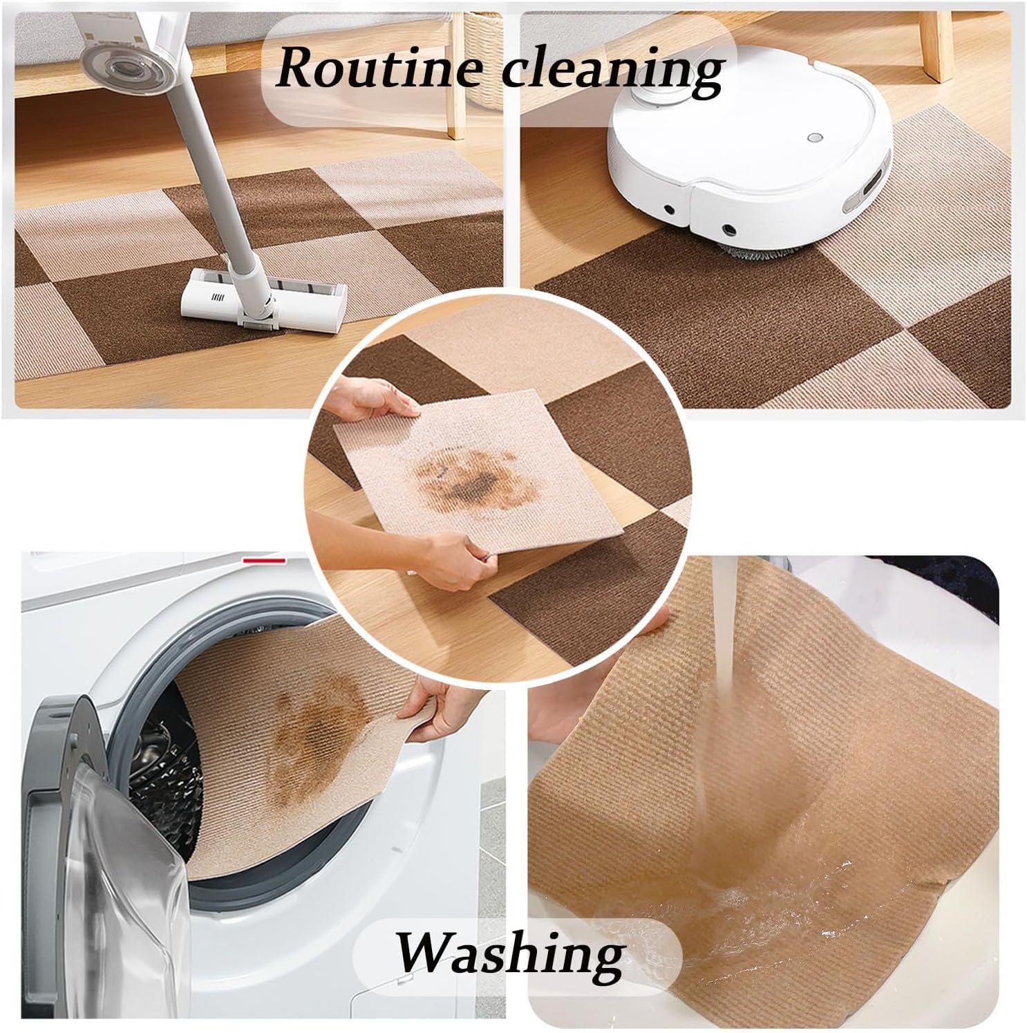 Dalles de Moquette Auto-adhésives for la Maison, 11,8x11,8 Pouces, à décoller et à Coller, lavables, faciles à bricoler, durables, 48 ​​pièces(Beige)