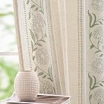 JINCHAN Linen Curtains for Bedroom Floral Curtains 84 Inch Length Linen Blend Ivory Embroidered Drapes Farmhouse Flower Patterned Drapes for Living Room Window Treatments Set 2 Panels