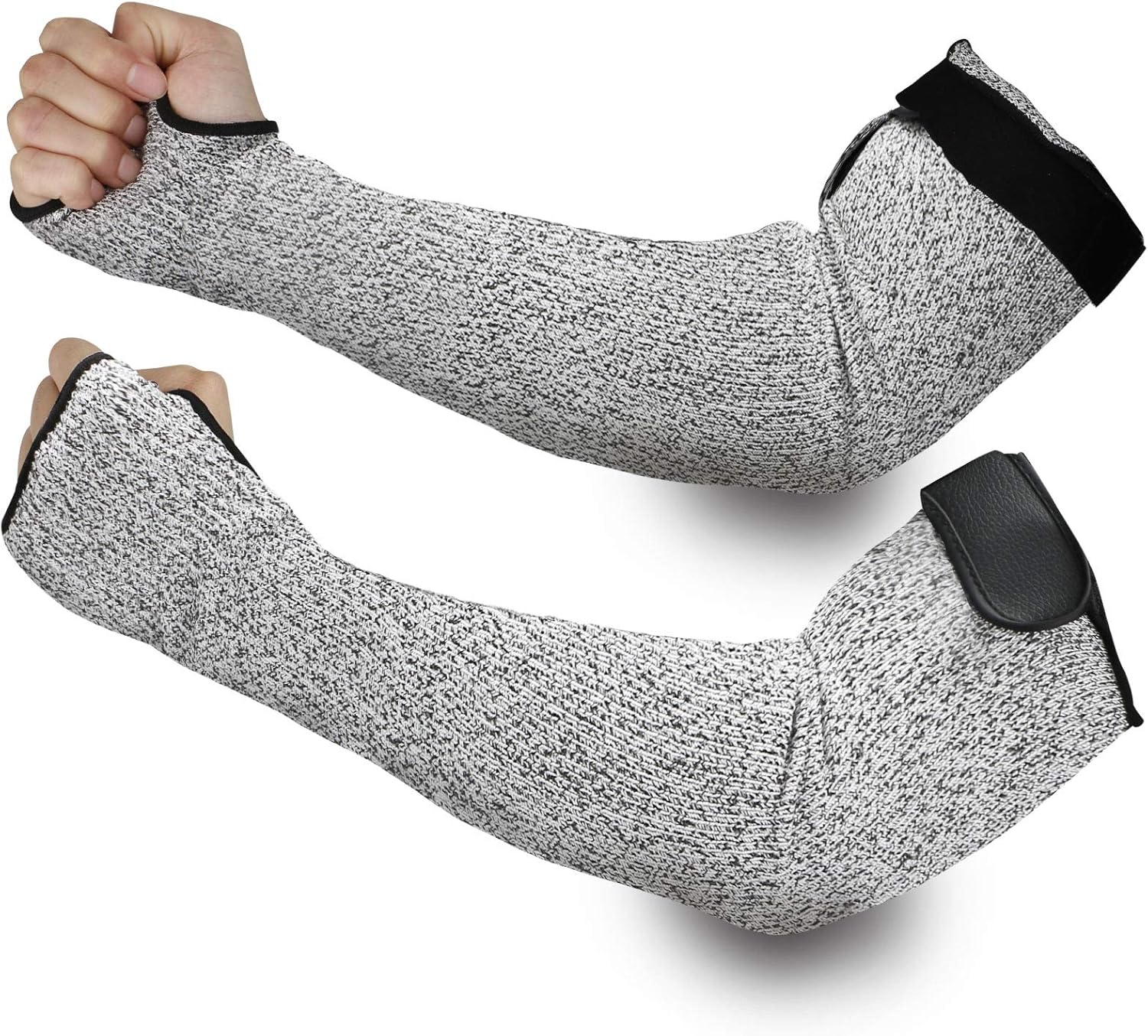 Protective Arm Sleeves, Level 5 Protection Cut Resistant Sleeve with Thumb Hole (Black) - - 