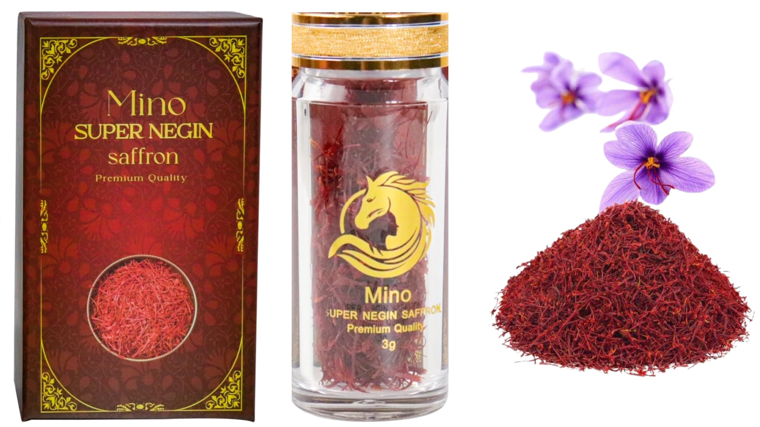 Mino BEAUTY3 grams Supper Nergin Saffron Premium Quality 100% Pure and Natural from the Finest Saffron Flowers (0.11 ounces)