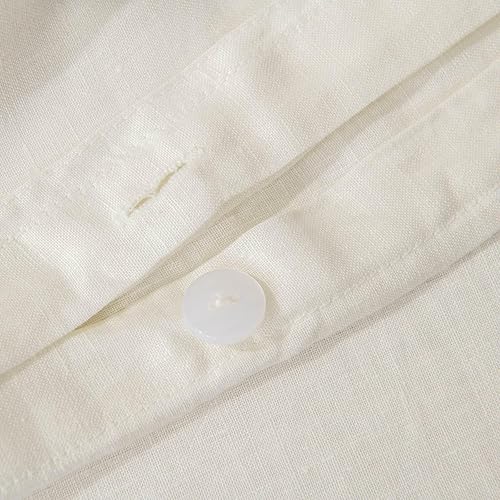 Miniatura 6 de meadow park Funda de edredón de lino de algodón con fundas de almohada, juego de 3 piezas, tela lavada a la piedra vintage, estilo volantes con