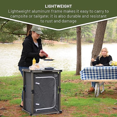 Miniatura 5 de TIMBER RIDGE Estación de cocina de aluminio portátil ligera resistente al calor, mesa plegable para barbacoa, picnic, patio trasero, gris