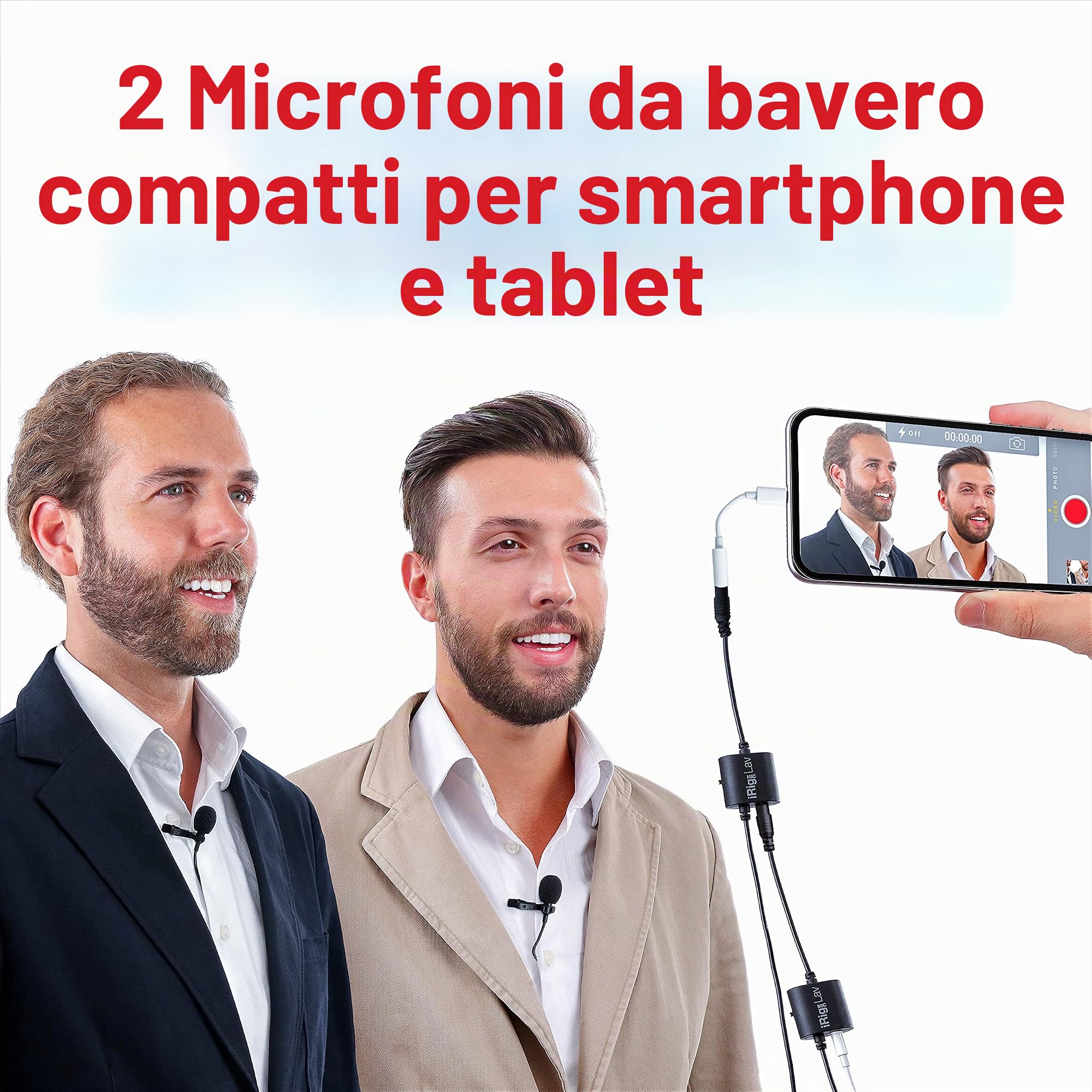 Ik Multimedia IP-IRIG-MICLAV2P-IN Irig Mic Lav Kit da 2 Microfoni Lavalier per iOS e Android, Nero/Antracite