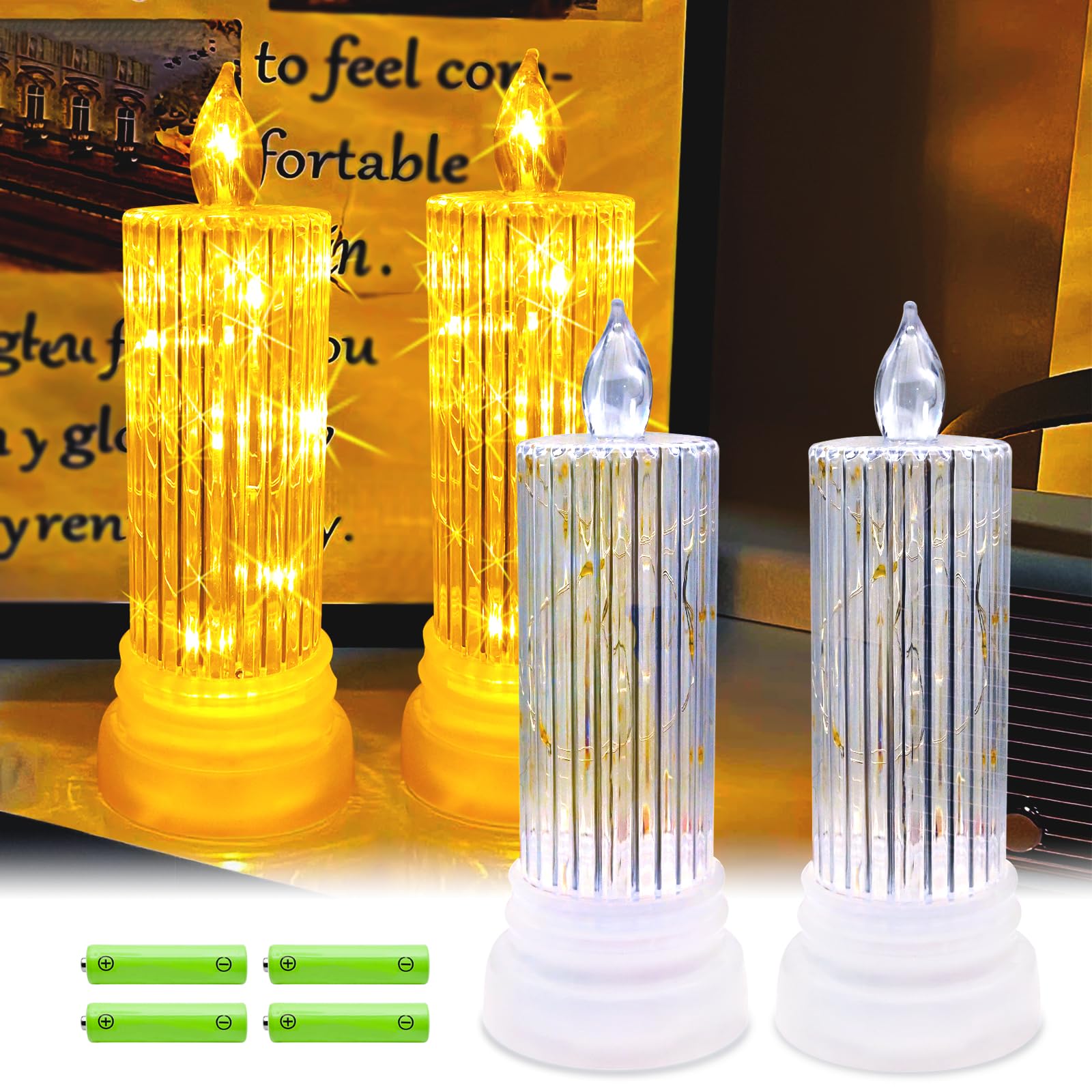 TINYOUTH LED Candles Pack of 2, Table Decoration with AAA Battery Included - Roman Column Shell — image 1