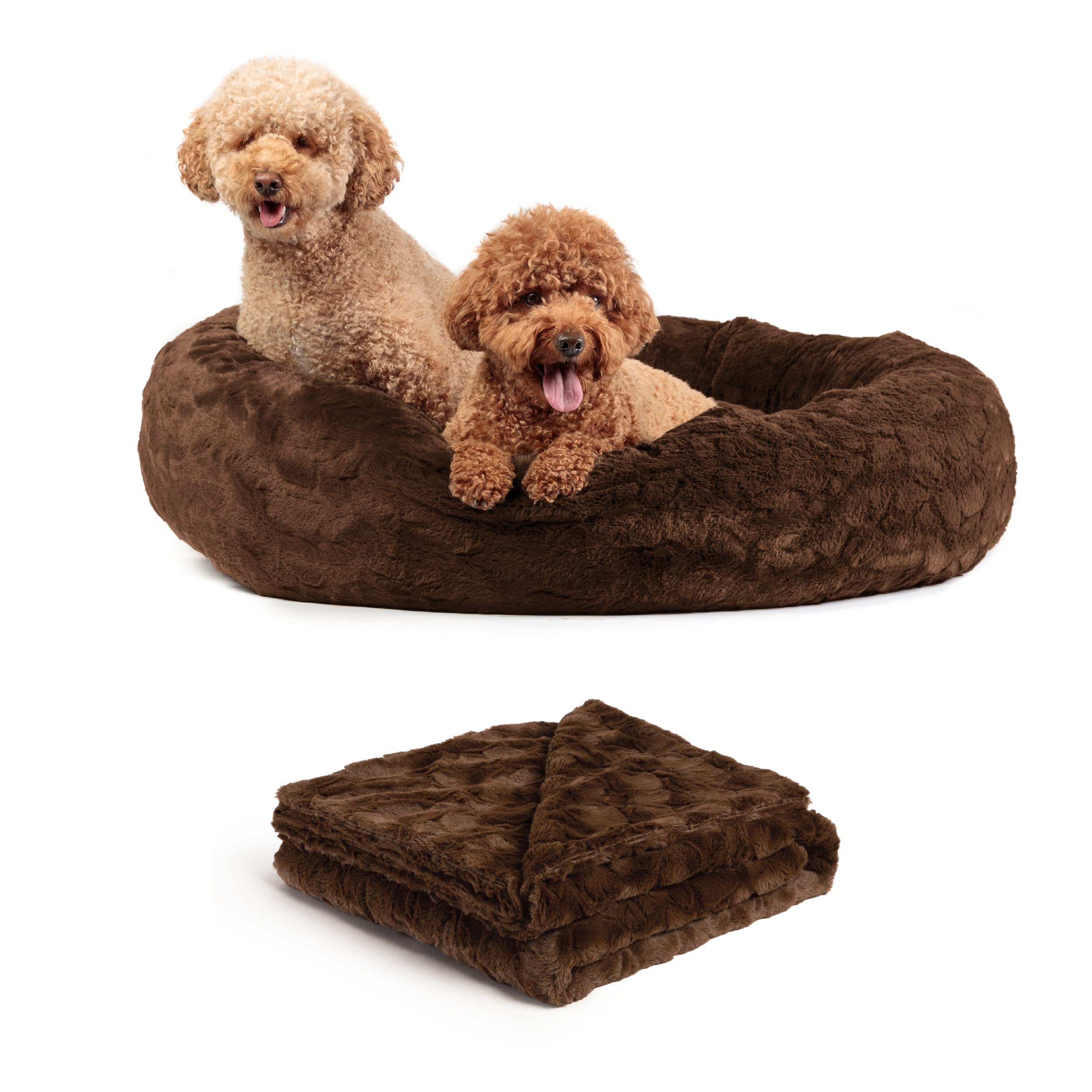 Best Friends by Sheri Bundle Set The Original Calming Lux Donut Cuddler Cat and Dog Bed + Pet Throw Blanket Dark Chocolate Large 36" x 36" (B08W8BJWGZ) Amazon Price History, Amazon Price Tracker