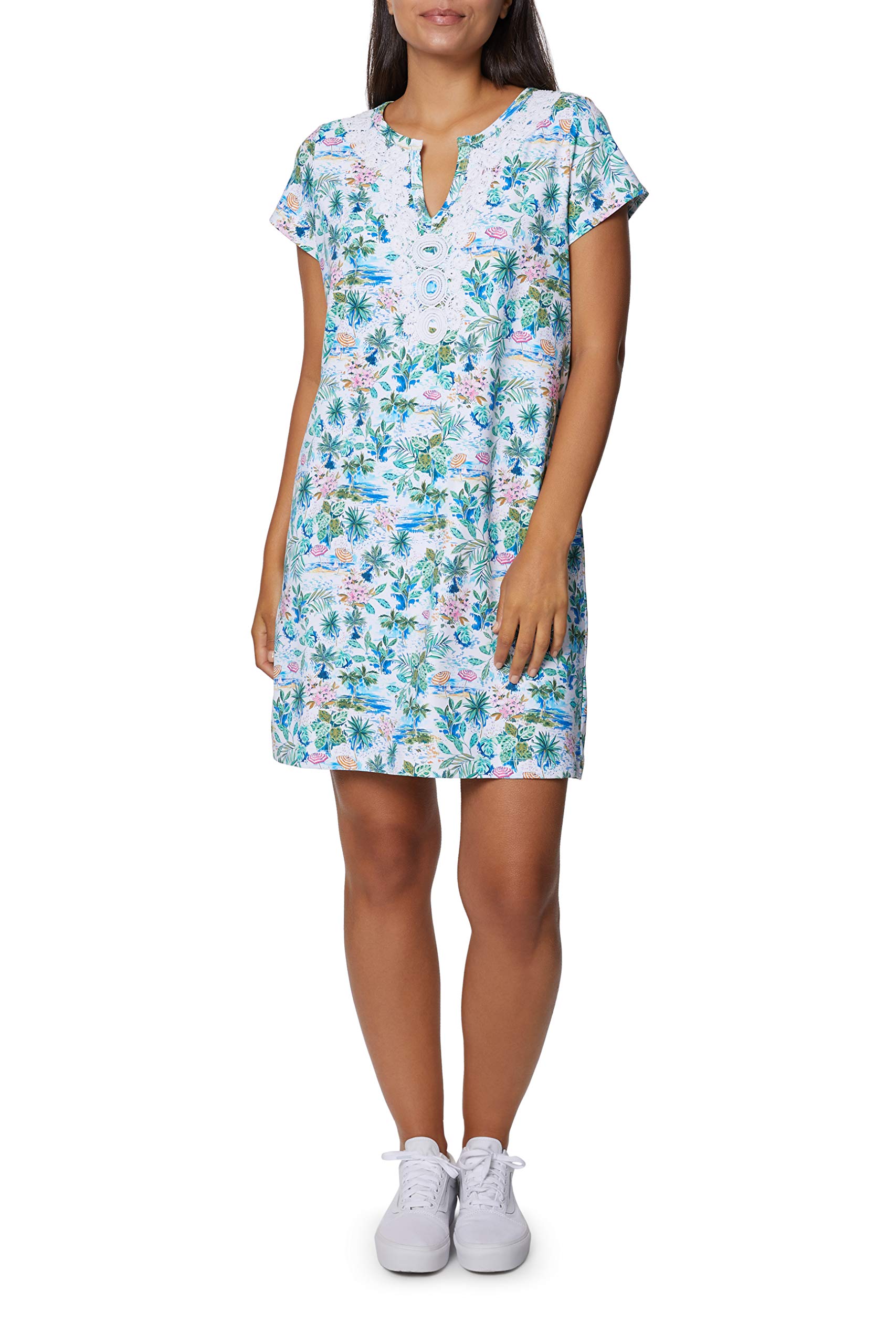 Caribbean Joe Women's V-Neck Embroidery Dress