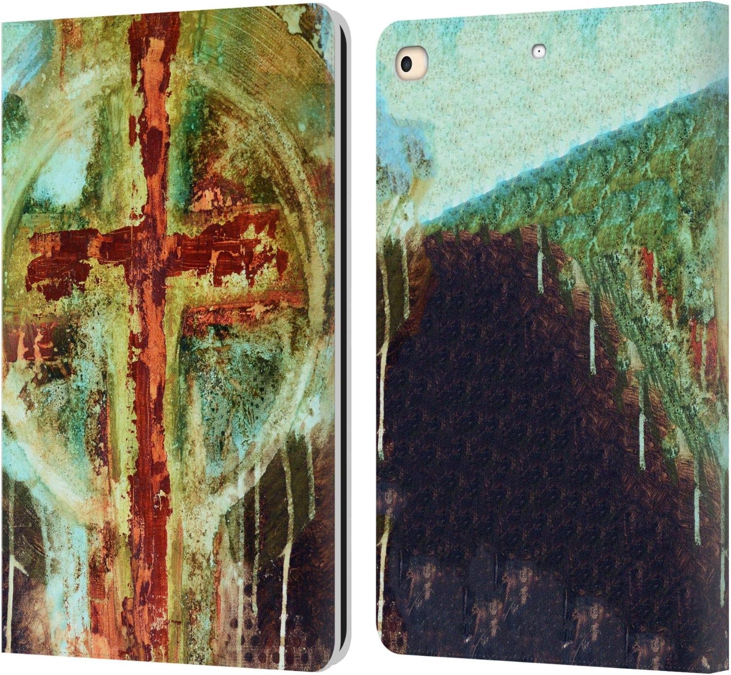 Head Case Designs Officially Licensed Michel Keck Cross Religious Abstract Leather Wallet Case Compatible with Apple iPad 9.7 2017 / iPad 9.7 2018