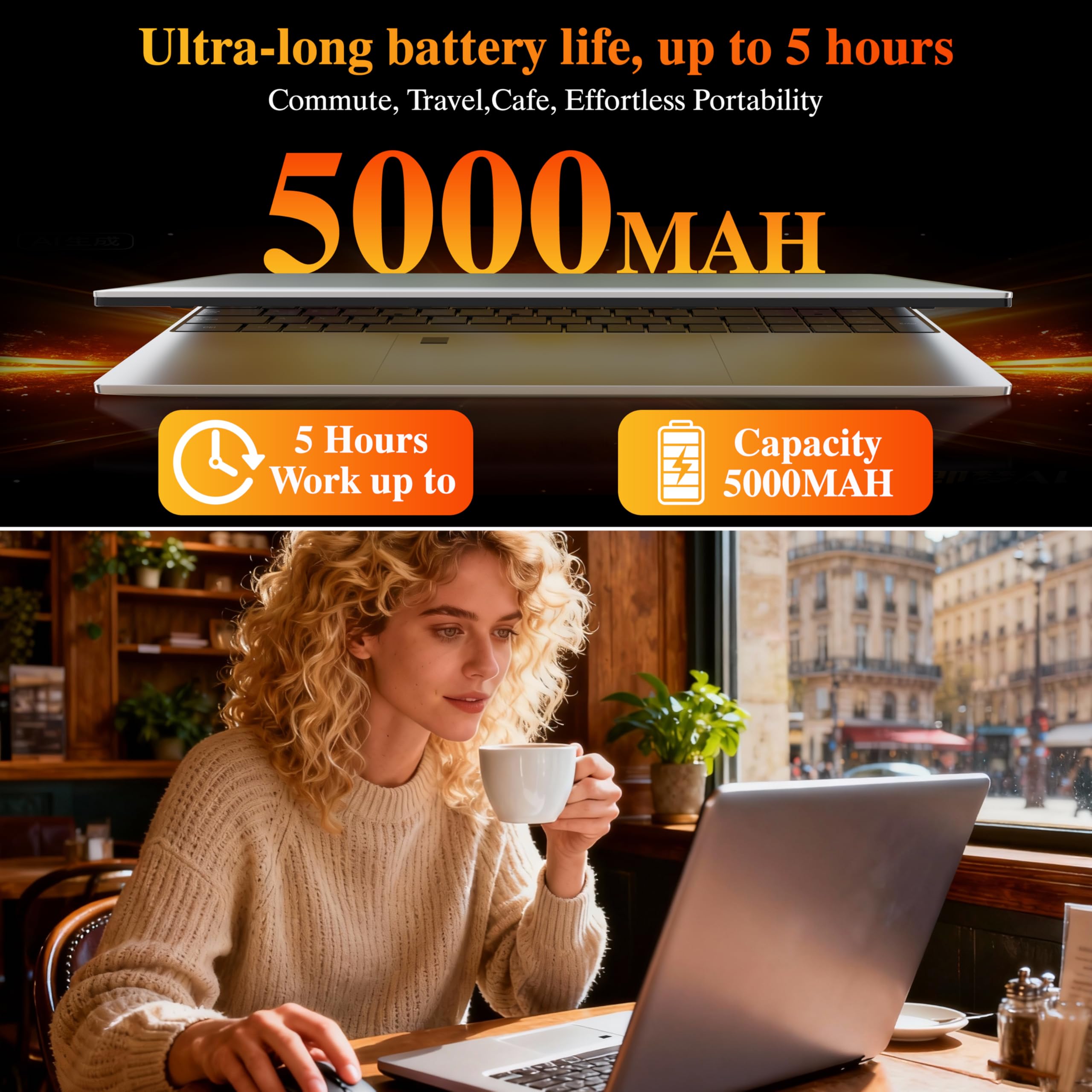 DREAMFYRE 15,6" Ordinateur Portable 16Go DDR4 512Go SSD, PC Portátil Ryzen 7 4800H CPU, Portable Laptop Computer avec écran FHD 1080P, WiFi5, Bluetooth5.0, USB3.0, Webcam, Touch ID