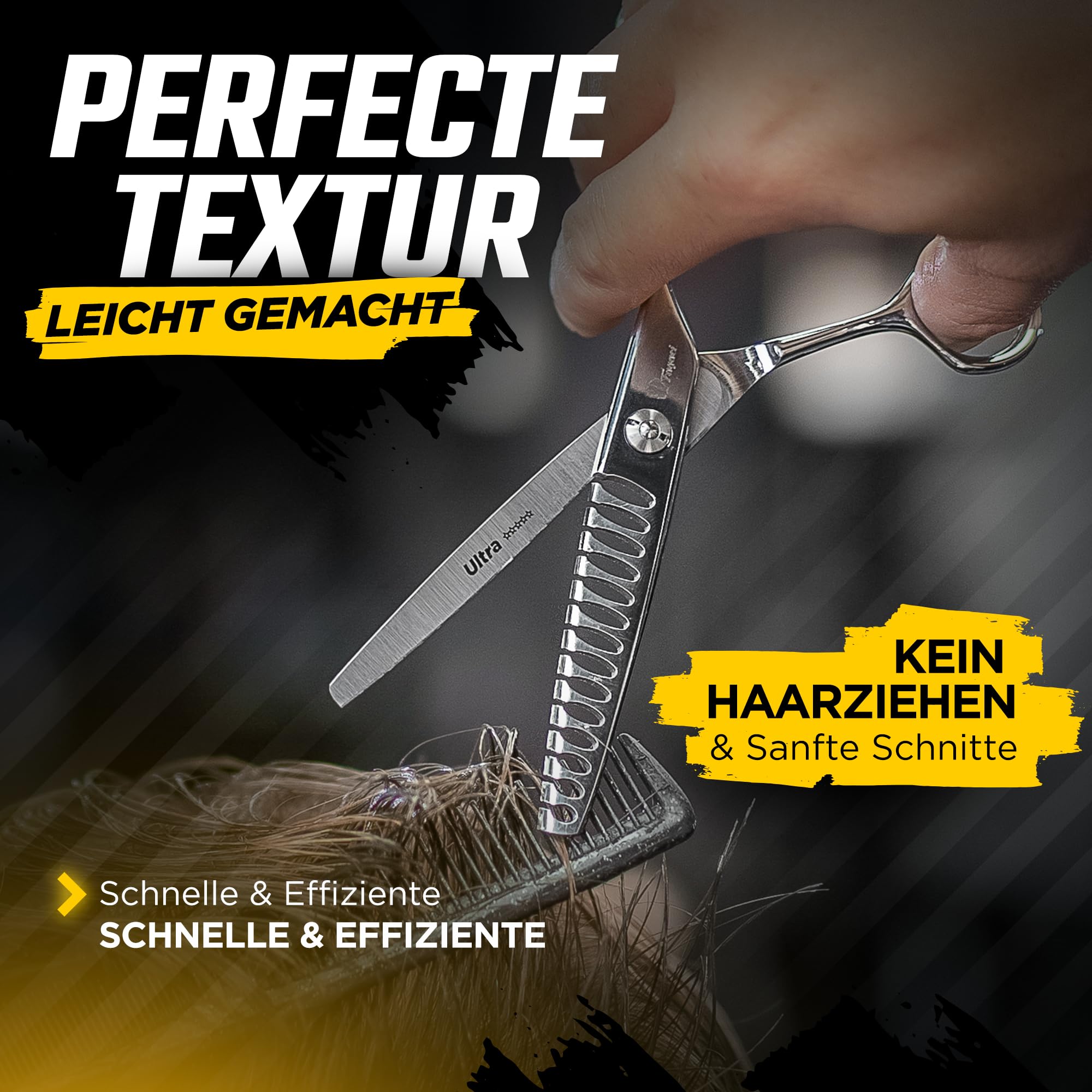 Fagaci Effilierschere Friseur 6 Zoll, T-Zahnung Texturierend 440C | Reduziert das Haarvolumen um bis zu 50%, T-Zahnung für besseren Grip, Mehrstufig geschliffen für dauerhafte Schärfe