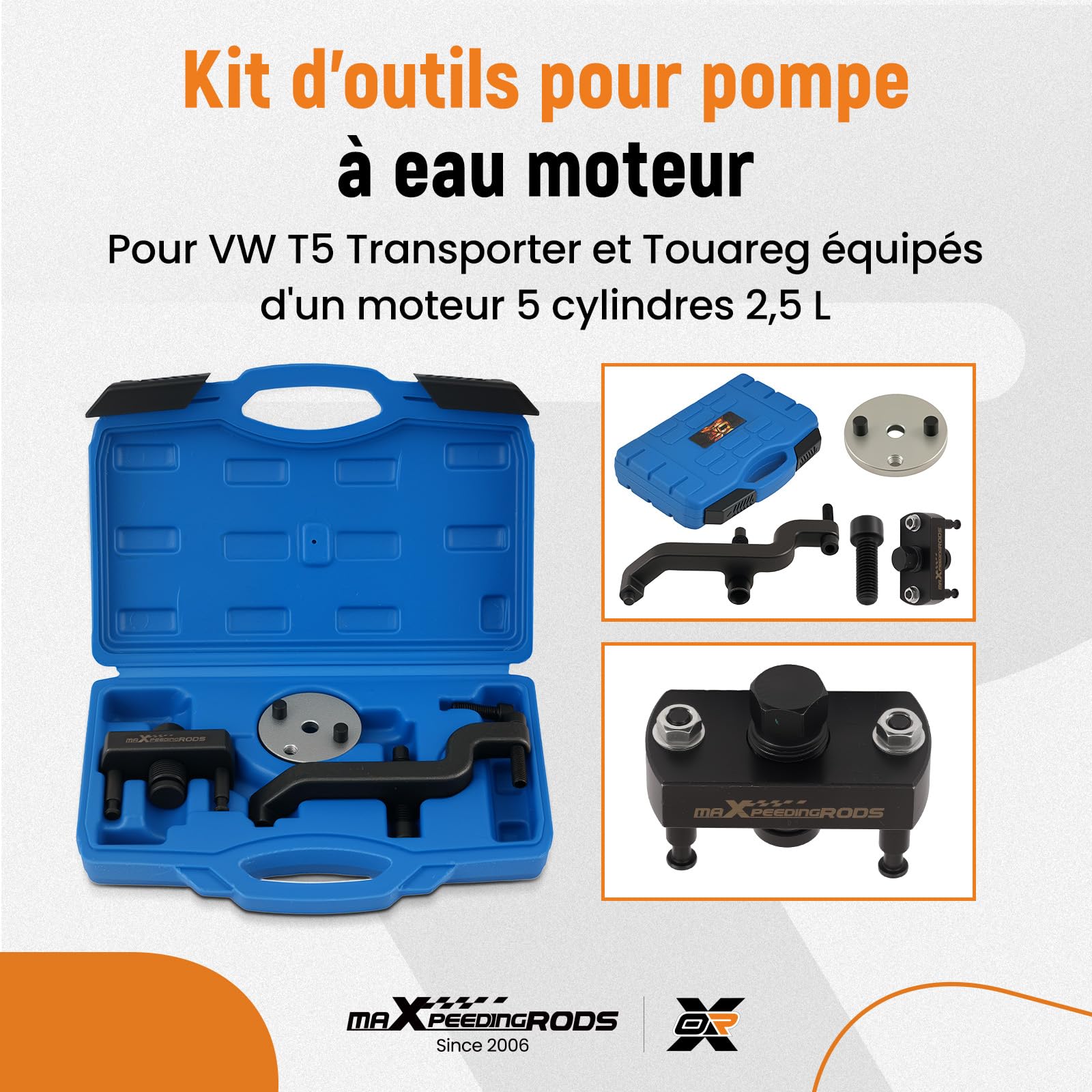 maXpeedingrods Extracteur de moteur Outil de démontage de pompe à eau pour VW T5 Transporter Touareg 2,5 L TDI AXT BAC BLK Moteurs T10221A T10222A T10225A, démontage de pompe à eau
