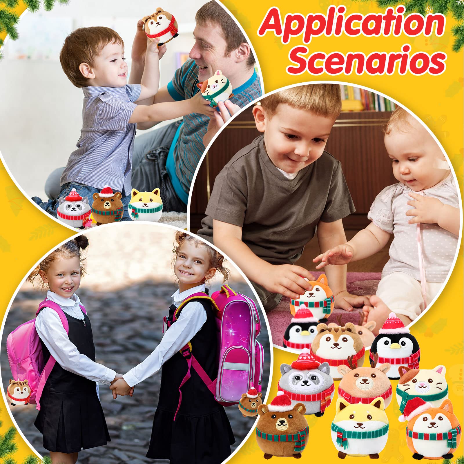 Aoriher 8-delige mini-knuffels, knuffels, 3,15-inch kerstknuffels, ornamenten, grote kleurrijke sleutelhangers met bosdieren, decoraties voor Kerstmis, feestdagen feestartikelen Aoriher 8-delige mini-knuffels, knuffels, 3,15-inch kerstknuffels, ornamenten, grote kleurrijke sleutelhangers met bosdieren, decoraties voor Kerstmis, feestdagen feestartikelen