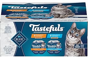 Tastefuls Spoonless Singles Variety Pack, Wet Cat Food Paté: Blue Cat Food Wet