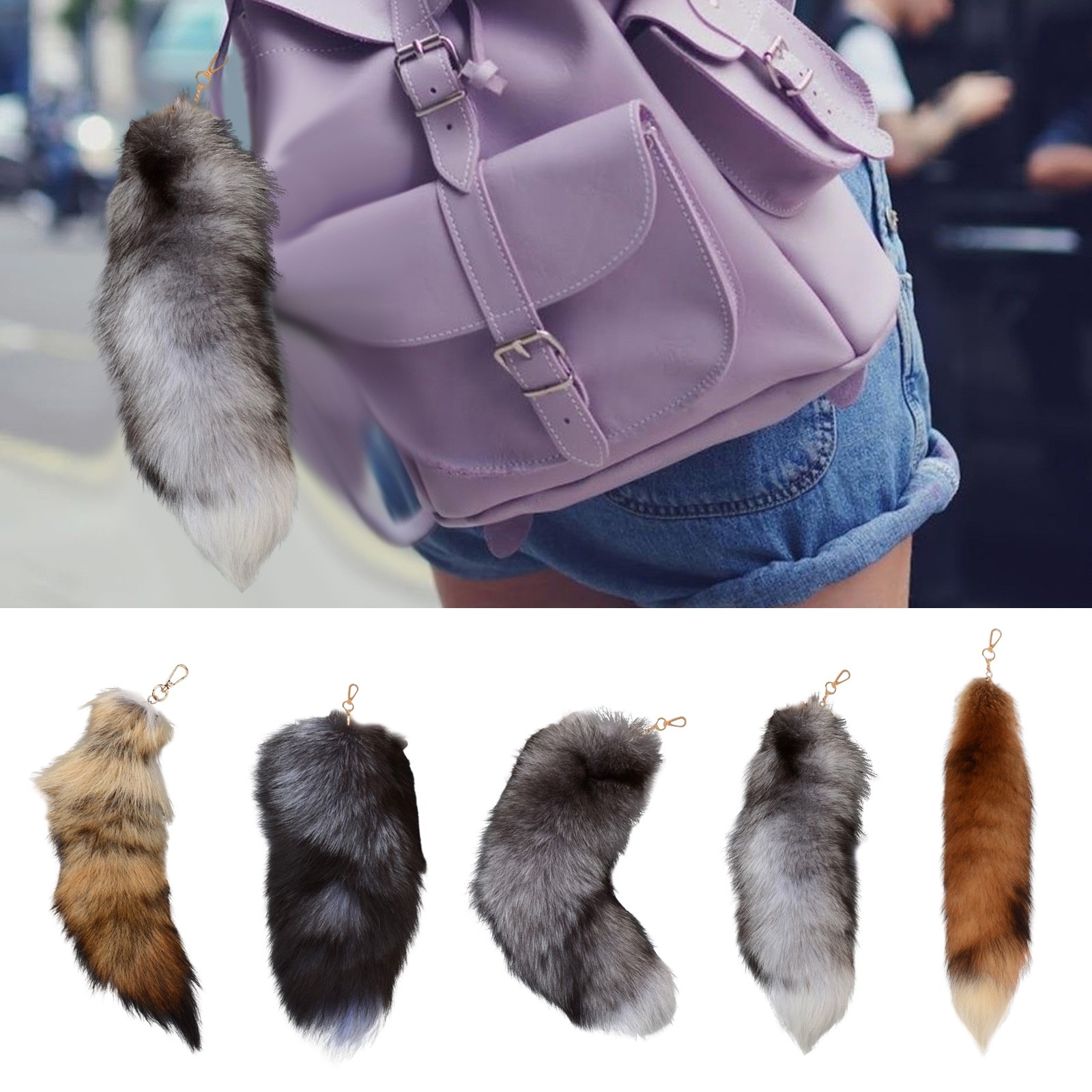 Amazon.com: KELINFONG Fox Tail Keychain Long, Furry Wolf Tail Faux
