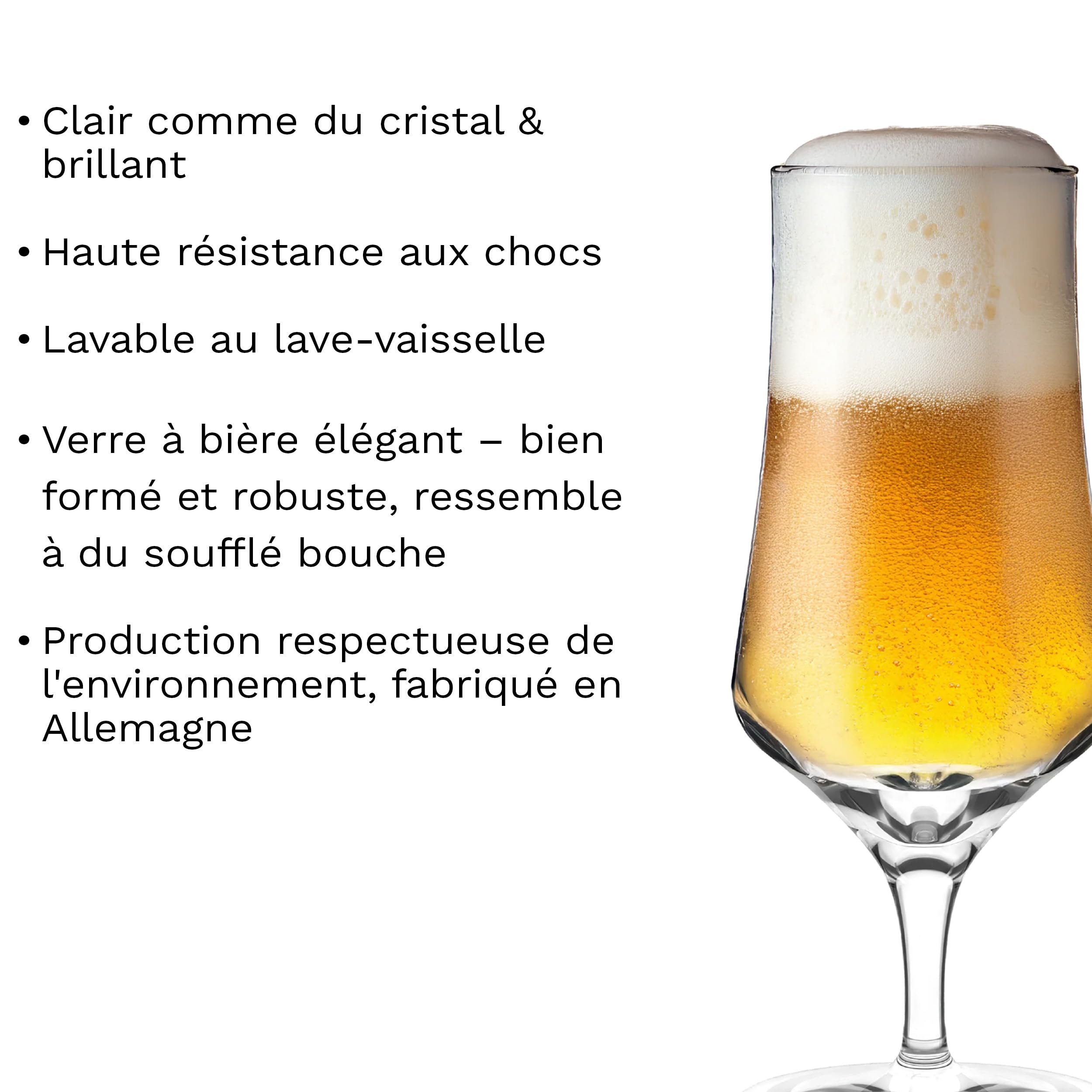 Stölzle Lausitz Verres à Bière 6x 400 ml – Verres Élégants en Cristal Sans Plomb pour Pils et Autres Bières – Bocks Tulipe Raffinés – Lavables au Lave-Vaisselle – Qualité Allemande Durable