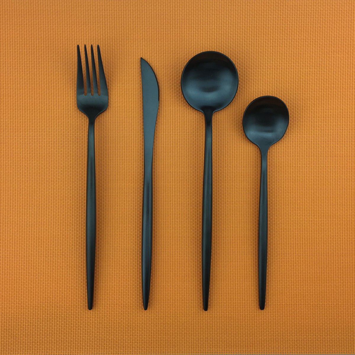 Kitchen Silverware Cutlery Set Stainless Steel,4-Piece Flatware Set for 1,Restaurant Tableware Dinnerware Anti-rust Black Utensil Set,Steak Knife Set (Matte,Black)