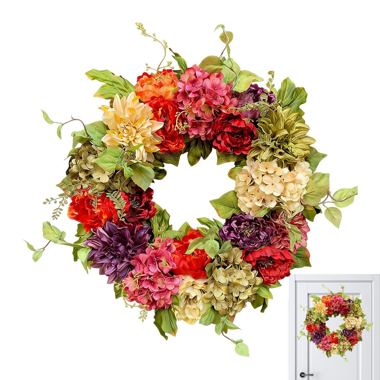 Couronne d'extérieur et guirlande de fleurs artificielles haut de gamme