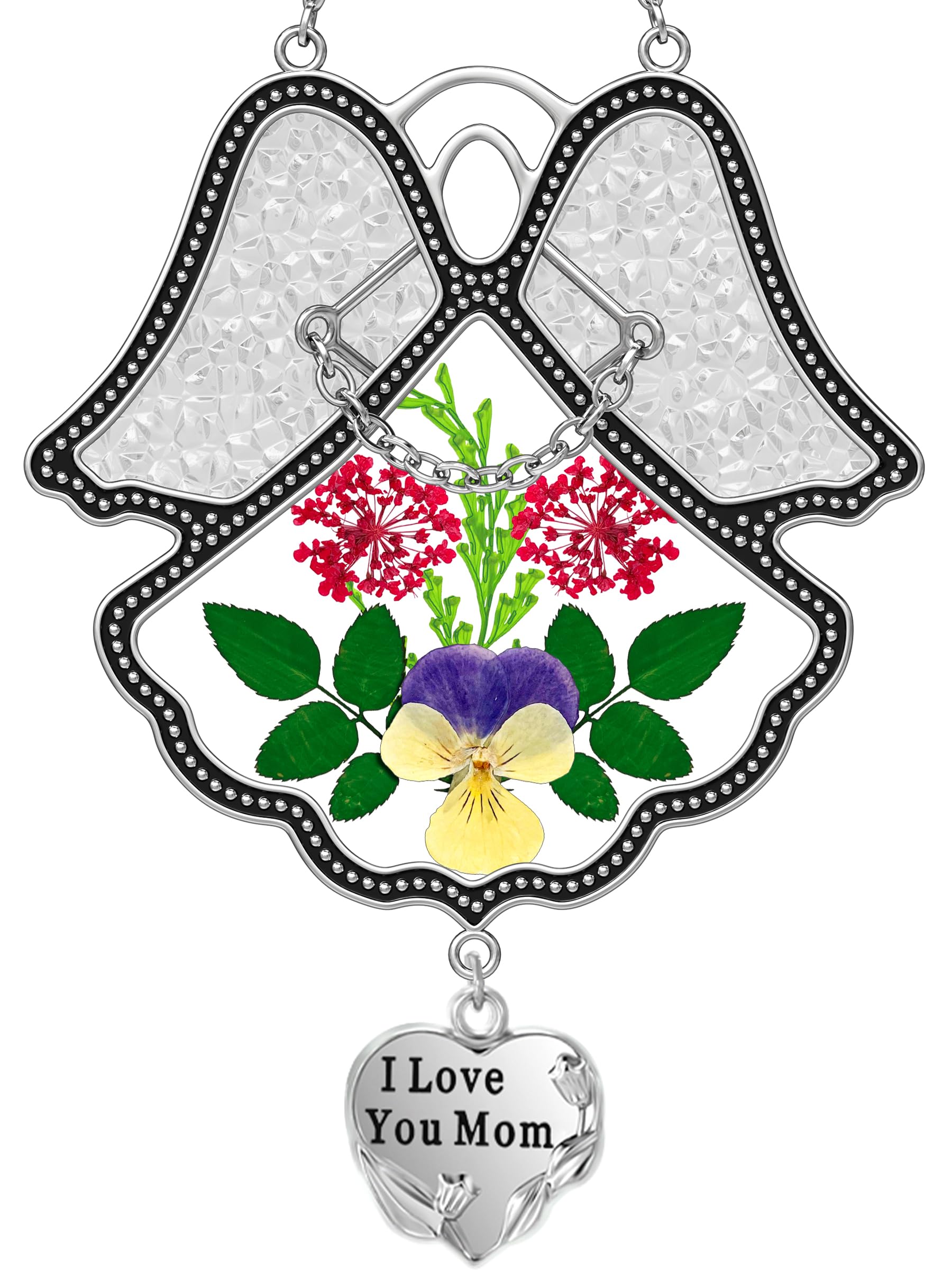 KY&BOSAM Schmetterling Sonnenfänger Für Mütter – Mit Blumen, Saugnapf, 20,3 Cm, Geschenk Für Mama