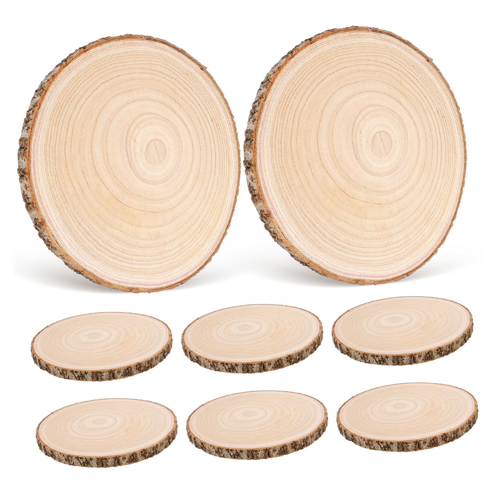 LIFKOME 8 Stück Teiliges Rustikale Paulownia Holzscheiben Naturbelassene Baumscheiben für DIY Bastelprojekte Hochzeit Deko und Holzmalerei