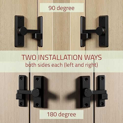 Miniatura 5 de Cerradura de puerta de granero  Pestillo universal de puerta de granero de 90 o 180 grados  Cerradura de puerta de seguridad para el hogar para