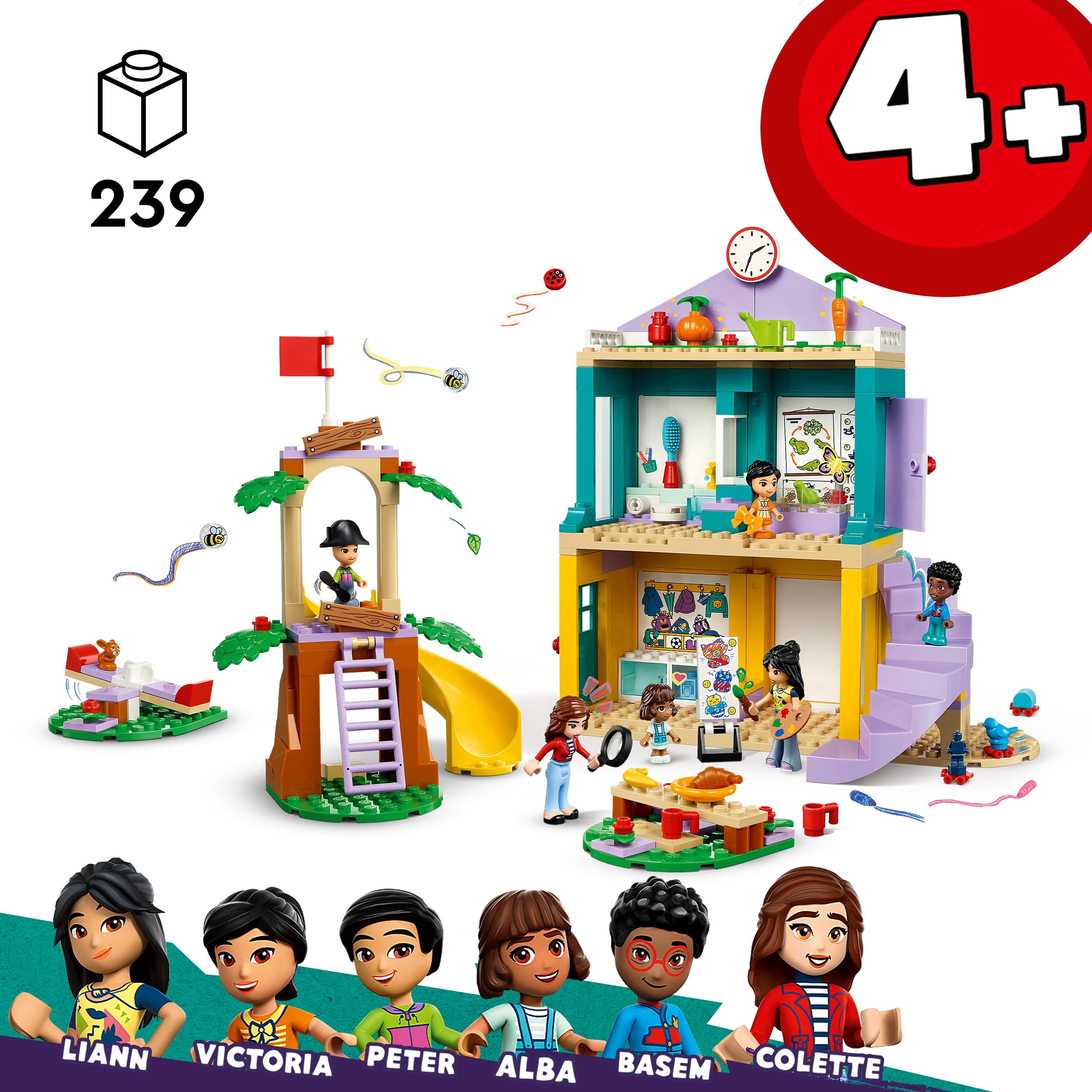 LEGO Friends Przedszkole w Heartlake, zabawki edukacyjne dla dziewczynek i chłopców 4+, zabawka dla dziecka do odgrywania ról, 2 minilaleczki i 4 mikrolaleczki, pomysł na prezent urodzinowy, 42636