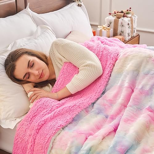Miniatura 10 de NEWCOSPLAY Super Soft Faux Fur Throw Blanket for Couch Pink Sherpa Fuzzy Plush Warm Blanket for Sofa Bed (Pink, Throw(50"x60"))