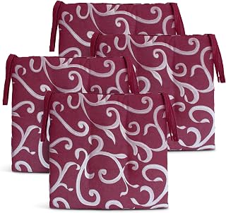MANEMI Cojín de Silla 40x40x4 cm con Lazos, Mezcla de algodón y poliéster, Relleno de Espuma Suave, diseño con 4 Puntos de Costura, Lavable a máquina, Ideal para Cocina, Comedor o jardín