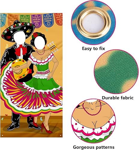 Miniatura 4 de Juego de pancartas para puerta de fiesta para parejas, 6 x 3.3 pies, cartel para puerta de fiesta de pareja del Cinco de Mayo y bandera bávara de 22