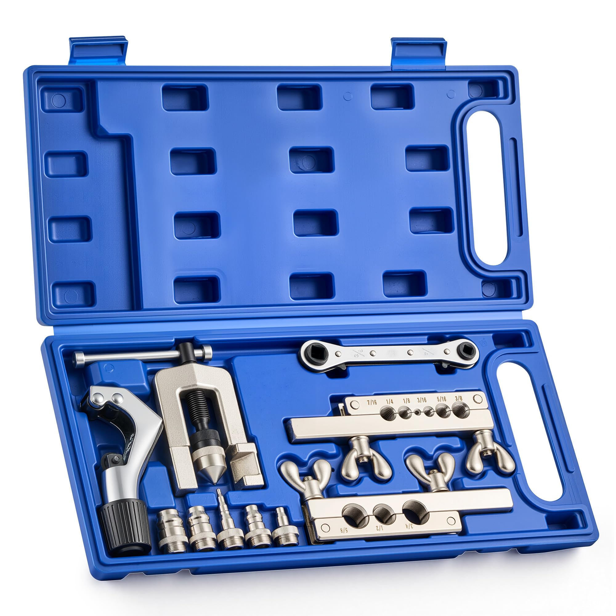 Photo 1 of *** MISSING PIECES*** Orion Motor Tech Single Flaring Tool & Swaging Tool Kit for HVAC Tubing, 45 Degree 1/8" - 3/4" Flare Tool Kit with Swaging Adapters, Tube Cutter & Ratchet Wrench, Single Flare Tool for Soft Metals