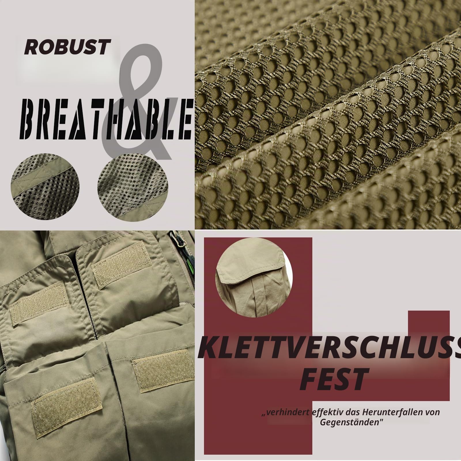 Herren Outdoor Weste Anglerweste Sommer Leicht Schnelltrockenweste Ärmellos Weste mit Viele Taschen für Angeln Safari Camping Wandern Reisen Cargo Jagd Sport