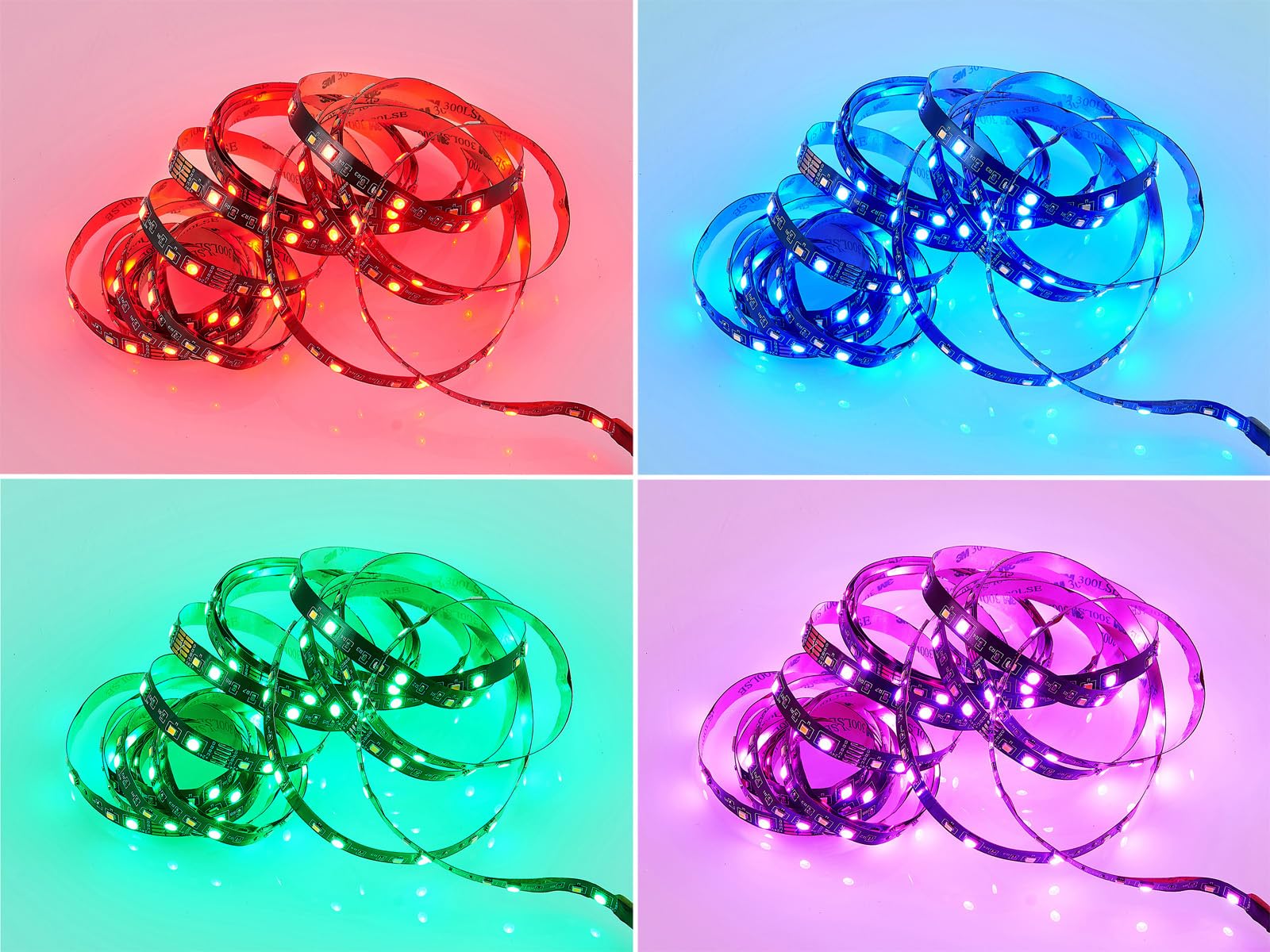 2er Set LED Streifen mit Fernbedienung, RGB Farbwechsel & Dimmer - 5 Meter lang