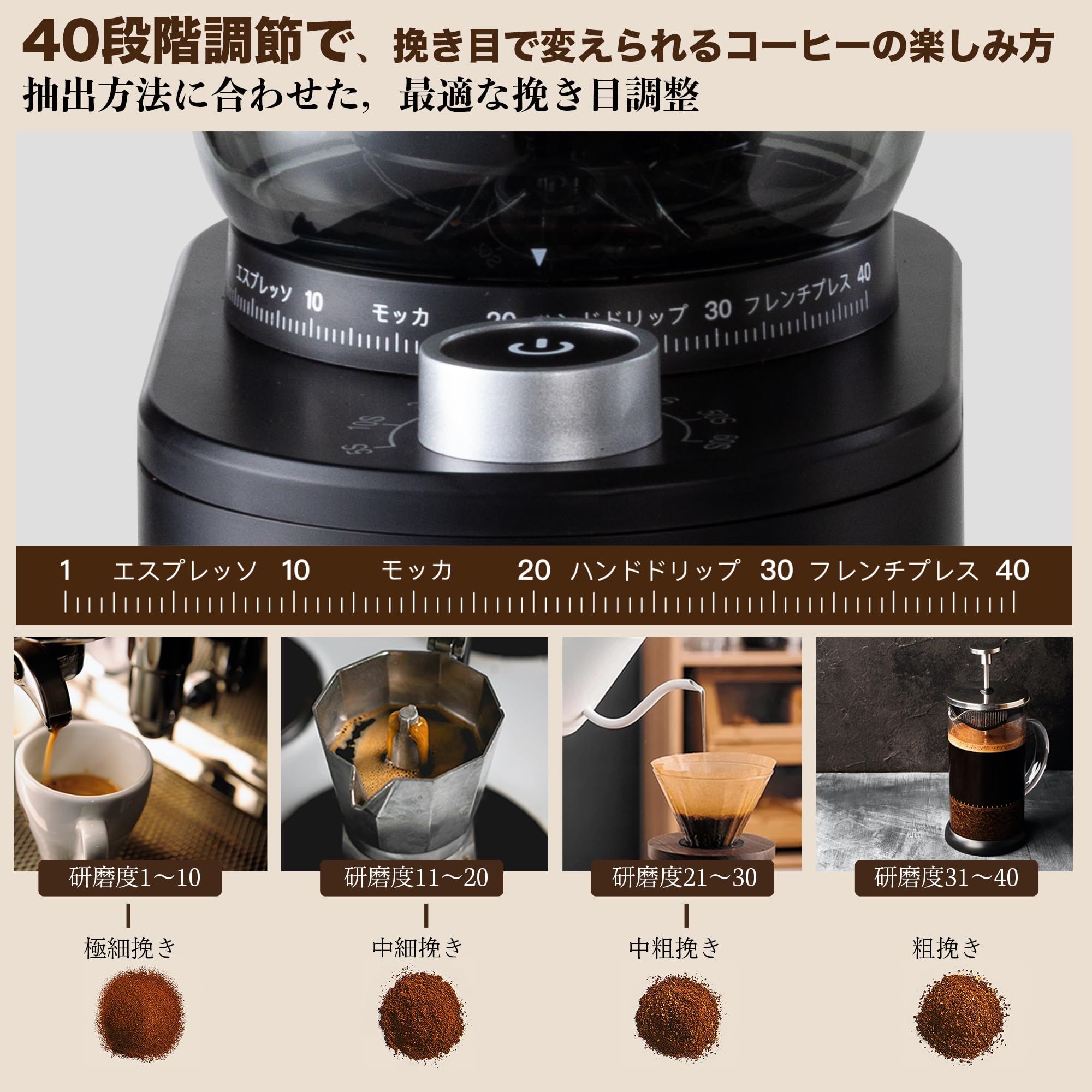 Amazon.co.jp: BelleLife コーヒーミル 電動 臼式 コニカル式 コーヒー