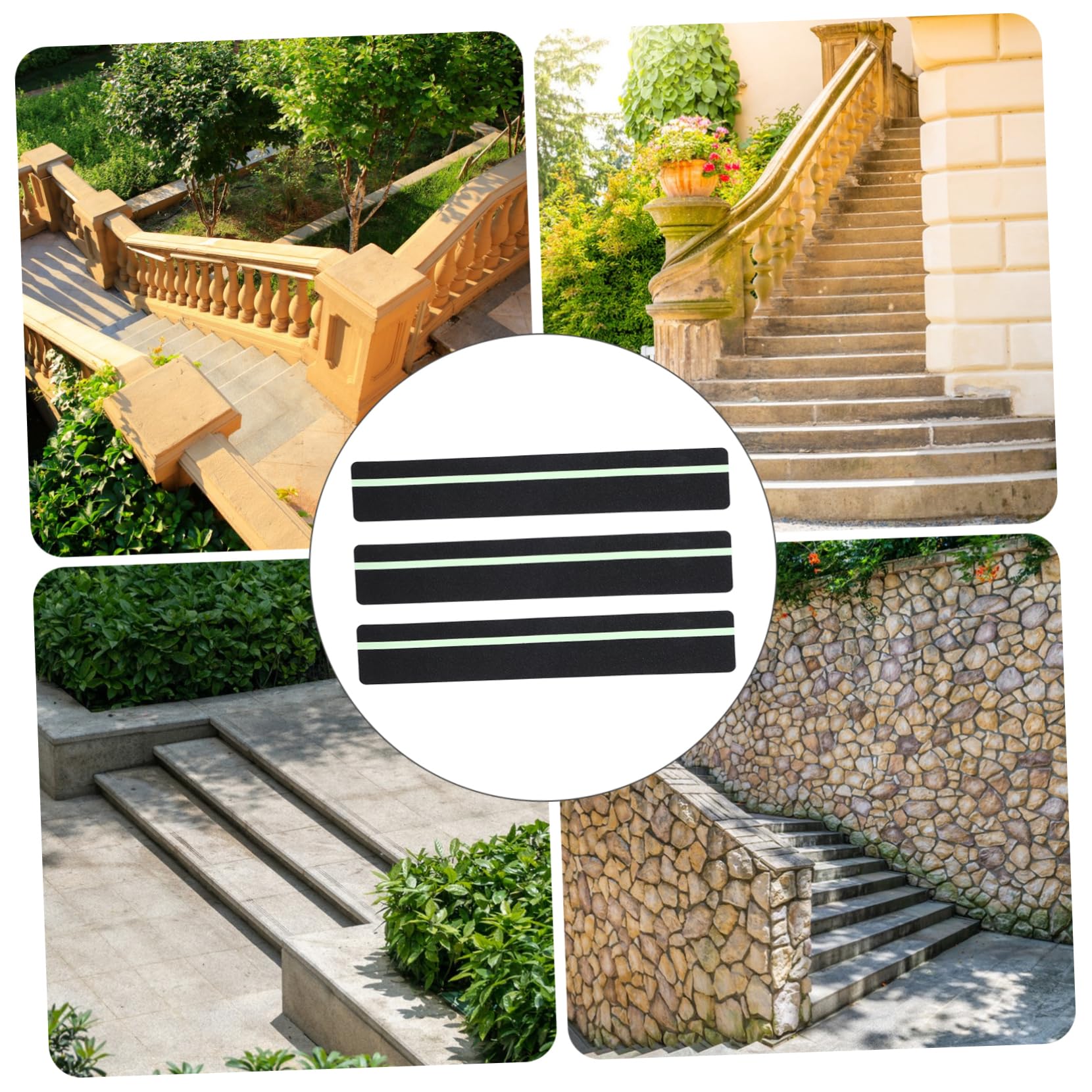 Alipis 12 Piezas Alfombrillas Antideslizantes Escaleras con Reflectantes Uso Exterior Interior Resistente al Agua y Seguridad Escaleras