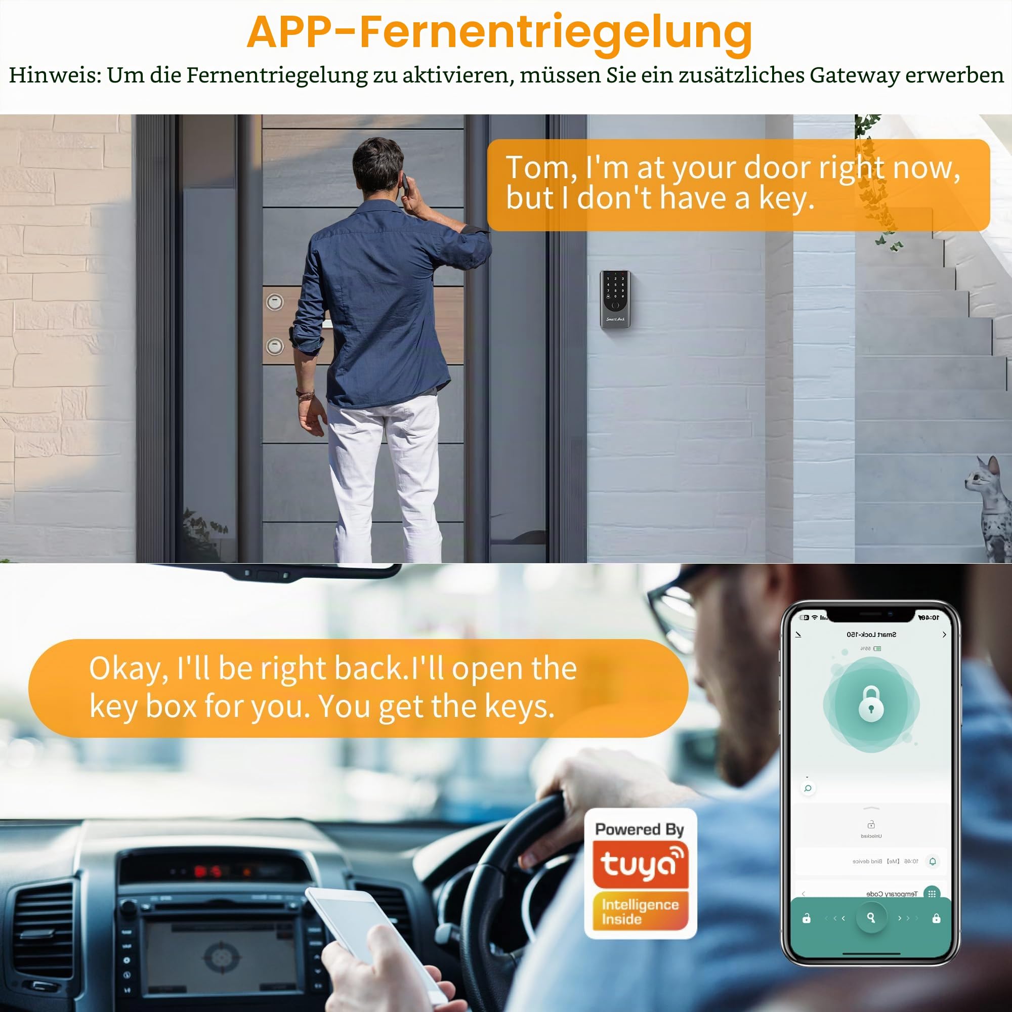 Smart Fingerabdruck Schlüsselschloss Box, IP66 Wasserdicht Outdoor Safe mit Türklingel
